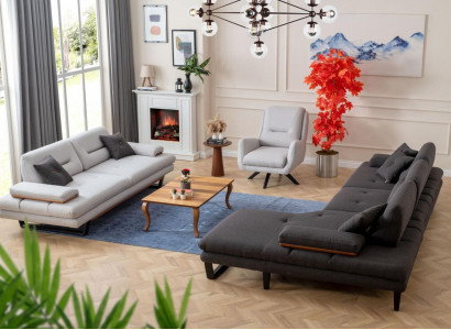 Modern Sofagarnitur 3 + 1 Sitzer und Ecksofa L-form Designer Möbel neu